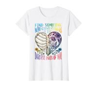 Esqueleto Floral, Costilla, Encuentra a Alguien, cultiva Camiseta gráfica económica, Mujer, Blanco, XL