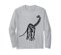 Esqueleto fósil de Dinosaurio Brontosaurus (diseño de Logotipo Negro) Manga Larga