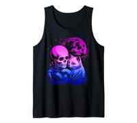 Esqueleto Gatito gótico Halloween Abrazo Luna Camiseta sin Mangas