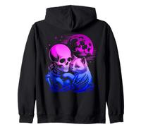 Esqueleto Gatito gótico Halloween Abrazo Luna Sudadera con Capucha