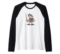 Esqueleto Genial en Knight Amor con Espada Camiseta Manga Raglan
