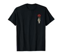 Esqueleto gótico Rosa Flor Punk Vintage Horror gráfico Camiseta