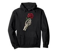 Esqueleto gótico Rosa Flor Punk Vintage Horror gráfico Sudadera con Capucha