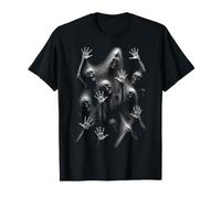 Esqueleto Gritando Gótico Horror Punk Hallowen Cráneos Negros Camiseta