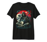 Esqueleto Guitarrista Onda Japonesa Luna Roja Arte Rock Camiseta Premium
