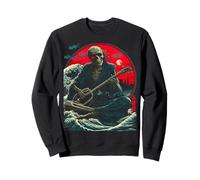 Esqueleto Guitarrista Onda Japonesa Luna Roja Arte Rock Sudadera