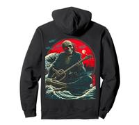 Esqueleto Guitarrista Onda Japonesa Luna Roja Arte Rock Sudadera con Capucha