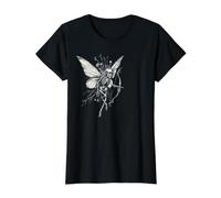Esqueleto Hada Arquero Caprichoso Fairycore Estética Camiseta gráfica económica, Mujer, Negro, XS