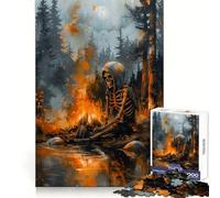 Esqueleto Junto al Fuego, Rompecabezas de 1000 Piezas para Adultos, Regalo de lógica Fina, Juguete de Ocio Suave, Bordes limpios, Regalo Encantador 38x52cm