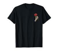 Esqueleto Mano Cráneo Rosa Roja Romance Gótico Horror Camiseta