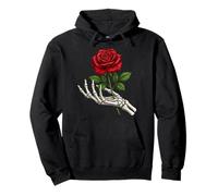 Esqueleto Mano Rojo Rosa Oscuro Gótico Tatuaje ROM Sudadera con Capucha