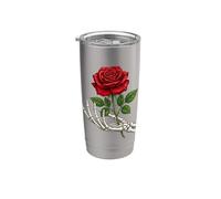 Esqueleto Mano Rojo Rosa Oscuro Gótico Tatuaje Rom Vaso térmico de acero inoxidable de doble pared