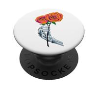 Esqueleto Mano Rosa Arte Esqueleto Flor Puesta De PopSockets PopGrip Adhesivo
