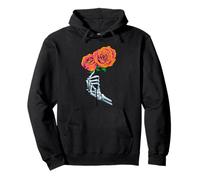 Esqueleto Mano Rosa Arte Esqueleto Flor Puesta De Sudadera con Capucha