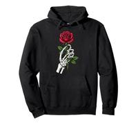 Esqueleto Mano sosteniendo Rosa gótico Romance Punk Terror Tatuaje Sudadera con Capucha