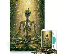 Esqueleto meditando en el Bosque, Rompecabezas de 1000 Piezas para Adultos, Regalo Ideal para ejercitar la Mente, Juguete artístico para Relajarse, Regalo Memorable 38x52cm