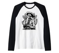 Esqueleto Mexicano Sombrero Tequila Día de Muertos Halloween Camiseta Manga Raglan