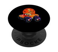 Esqueleto Monster Truck Halloween Espeluznante niños niños PopSockets PopGrip Adhesivo