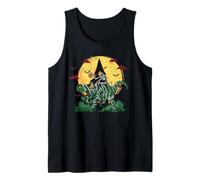 Esqueleto Montando Momia Dinosaurio Divertido T-Rex Halloween Calabaza Camiseta sin Mangas