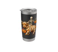 Esqueleto Montando Momia Highland Cow Halloween Truco o Trato Vaso térmico de acero inoxidable de doble pared