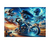 Esqueleto motocicleta águila puzzle, 1000 piezas, juego interior para | Cartón de 38 x 26 cm, entrenamiento mental, ajuste perfecto, para aficionados al rompecabezas, alivio del estrés