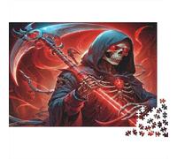 Esqueleto Muerte Oscuro Puzzle de 1000 Piezas Papel para Adultos Arte Rojo Fantasía Relajante Hogar Regalo Decorativo Juego Familiar 52x38cm/1000pcs