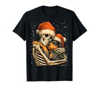 Esqueleto Papá Noel Abrazo Rottweiler Invierno gótico Navidad Perro Camiseta