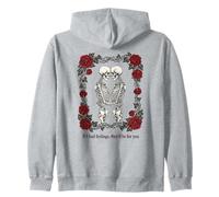 Esqueleto Pareja Marco Floral gótico día de San Valentín Mujeres Hombres Sudadera con Capucha