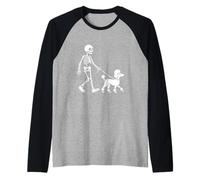 Esqueleto paseando a un Perro - Spooky Halloween Dog Lover Camiseta Manga Raglan