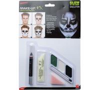Esqueleto Pintura Facial Maquillaje Kit Brilla en la Oscuridad Halloween Disfraz