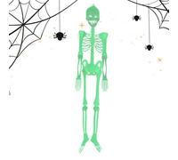 Esqueleto plano para colgar para puerta, decoración de esqueleto colgante Halloween | Percha de puerta de entrada de cráneo | Huesos humanos para Halloween con articulaciones móviles para ventana