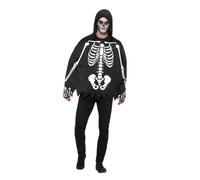 Esqueleto Poncho & Set Guantes Adulto Halloween Terror Disfraz Acxcessories