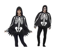 Esqueleto Poncho & Set Guantes Adulto Halloween Terror Disfraz Acxcessories
