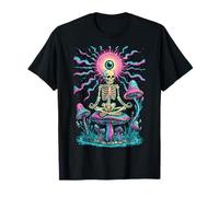 Esqueleto psicodélico meditando hongos cósmicos arte trippy Camiseta