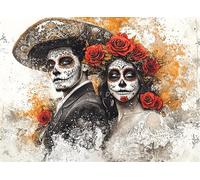 Esqueleto Puzzle de 1500 Piezas para Adultos, Puzzle Pareja Rompecabezas Adultos Pieza de Madera Juegos, Obra de Arte de Juego de Rompecabezas, DIY para Decoración del Hogar 87x57cm g-283