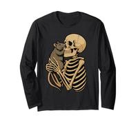 Esqueleto Rata Halloween Huesos Cráneo Gótico Temporada Espeluznante Manga Larga