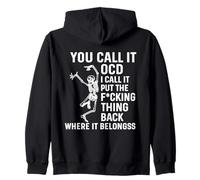 Esqueleto Retro TOC - Divertido TOC para fanáticos y organizadores limpios Sudadera con Capucha