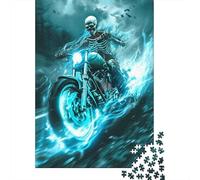 Esqueleto Rompecabezas Imposible,desafío for Adults Blue Flame Motorcycle Entretenimiento Creativo 1000 Piezas Obra De Arte De Juego De para Adultos Y Niños Mayores De 12 Años 1000pcs (75x50cm)