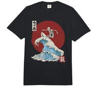 Esqueleto Surfeando la Gran Ola de Kanagawa Japonés Comfort Colors Adult Heavyweight T-Shirt