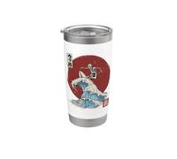 Esqueleto Surfeando la Gran Ola de Kanagawa Japonés Vaso térmico de acero inoxidable de doble pared