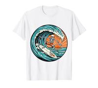 Esqueleto Surfing Vintage Surfer Surf Board Retro Wave Sunset Camiseta gráfica económica, Hombre, Blanco, L