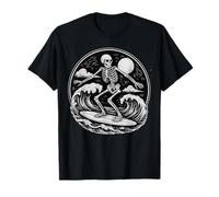 Esqueleto Surfista Vintage Big Wave Surfing Halloween Vibe gótico Camiseta