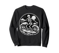 Esqueleto Surfista Vintage Big Wave Surfing Halloween Vibe gótico Sudadera