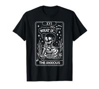 Esqueleto Tarot Card What If Anxiety The Ansiious Funny Gothic Camiseta