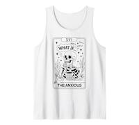 Esqueleto Tarot Card What If Anxiety The Ansiious Funny Gothic Camiseta sin Mangas
