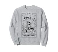 Esqueleto Tarot Card What If Anxiety The Ansiious Funny Gothic Sudadera
