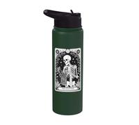 Esqueleto tejiendo la tarjeta del tarot del tejedor Stainless Steel Insulated Water Bottle