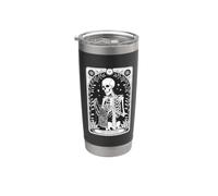 Esqueleto tejiendo la tarjeta del tarot del tejedor Vaso térmico de acero inoxidable de doble pared