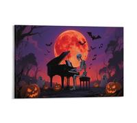 Esqueleto tocando el piano Cuadro De Pared, Poster Obra De Arte Colgado | Impresión Lienzo Murales, Minimalista Pintura Decor De Hogar Para Salón Dormitorio, Regalo 16x24inch(40x60cm)