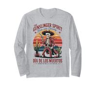 Esqueleto Vaquero Vintage del Lejano Oeste con Herencia Mexicana Manga Larga